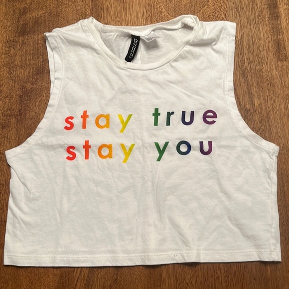 Divided Tops - Rainbow graphic crop top women’s size XS